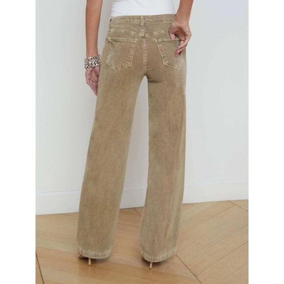 NEW L’AGENCE Scottie Corduroy Wide Leg Jeans Barrel Beige Size 28 - Picture 4 of 11